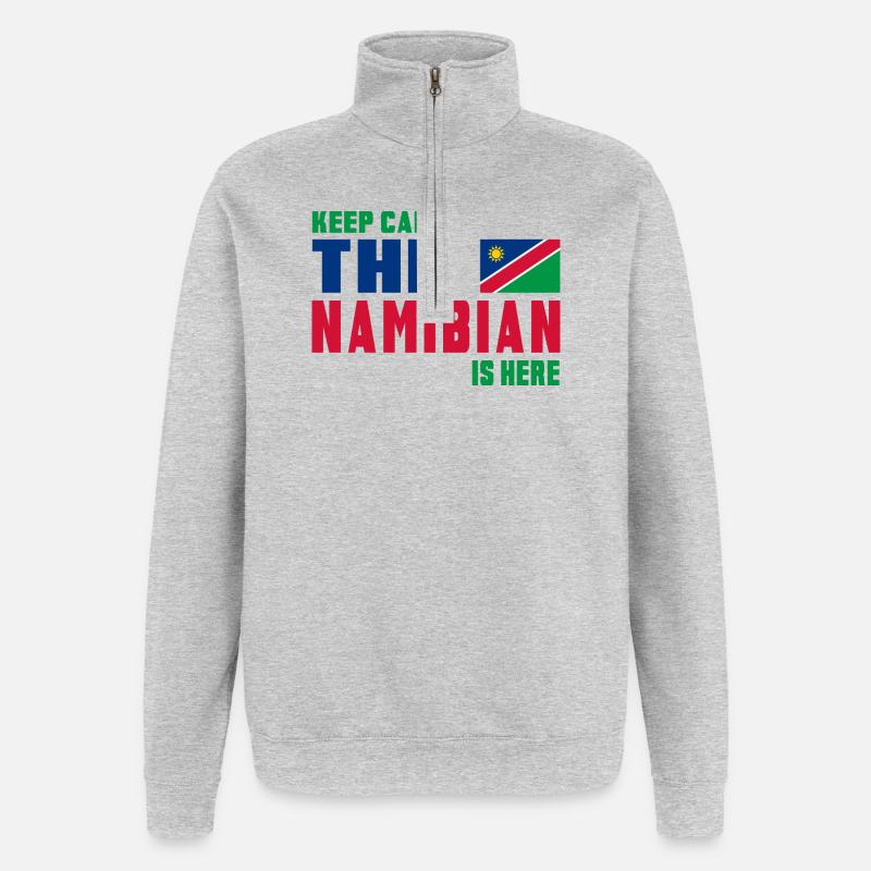 Keep Calm Namibia flag design - Quarter-Zip Sweatshirt - heather grey