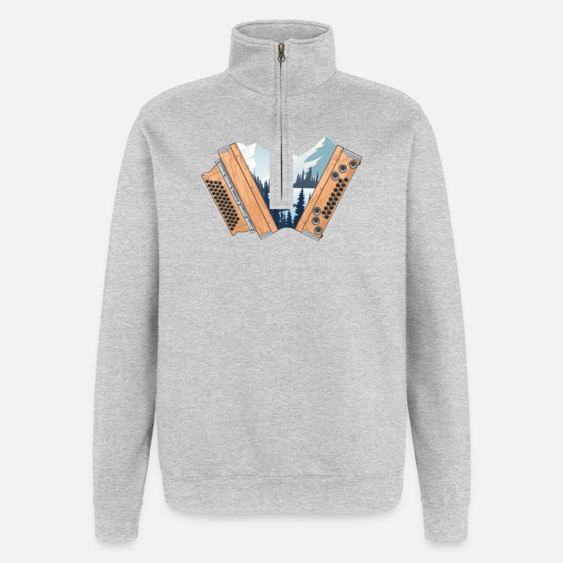 Harmonica Styrian Home Hiver | ZiachON ! - Sweat à zip 1/4 - gris chiné