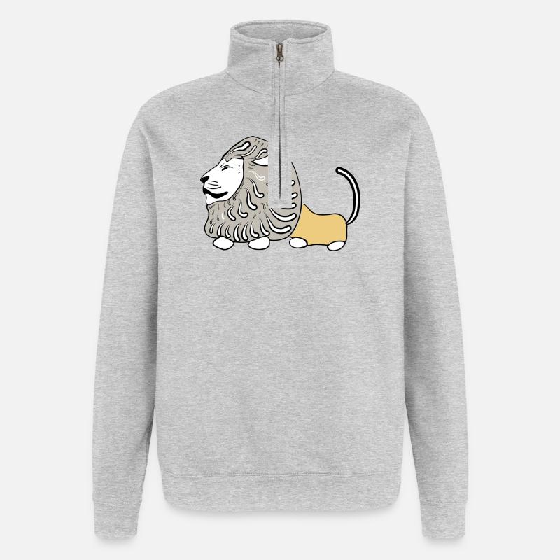 LION VECTER - Sweat à zip 1/4 - gris chiné