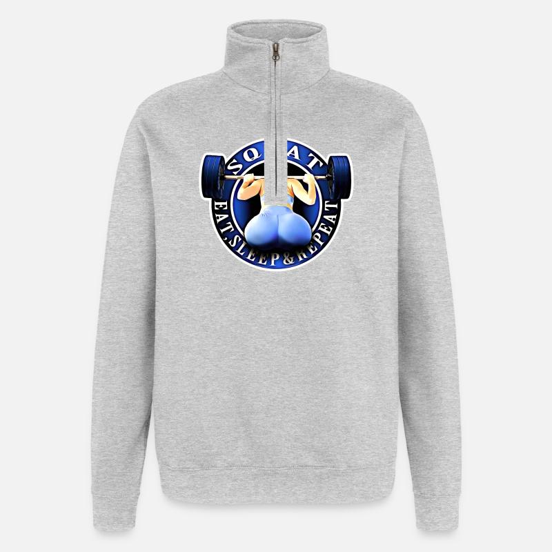 Squat, Eat, Sleep & Repeat. - Quarter-Zip Sweatshirt - heather grey
