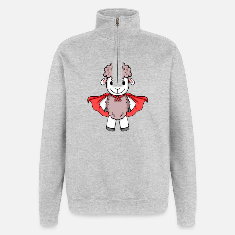 Super-héros de mouton - Sweat à zip 1/4 - gris chiné