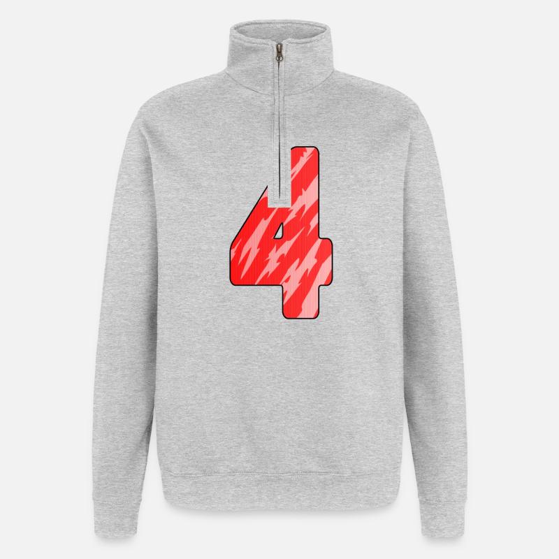 4 - Quarter-Zip-Sweatshirt - Grau meliert