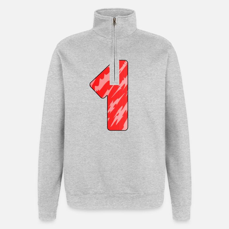 1 - Quarter-Zip-Sweatshirt - Grau meliert