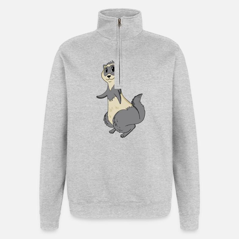 Furet - Sweat à zip 1/4 - gris chiné