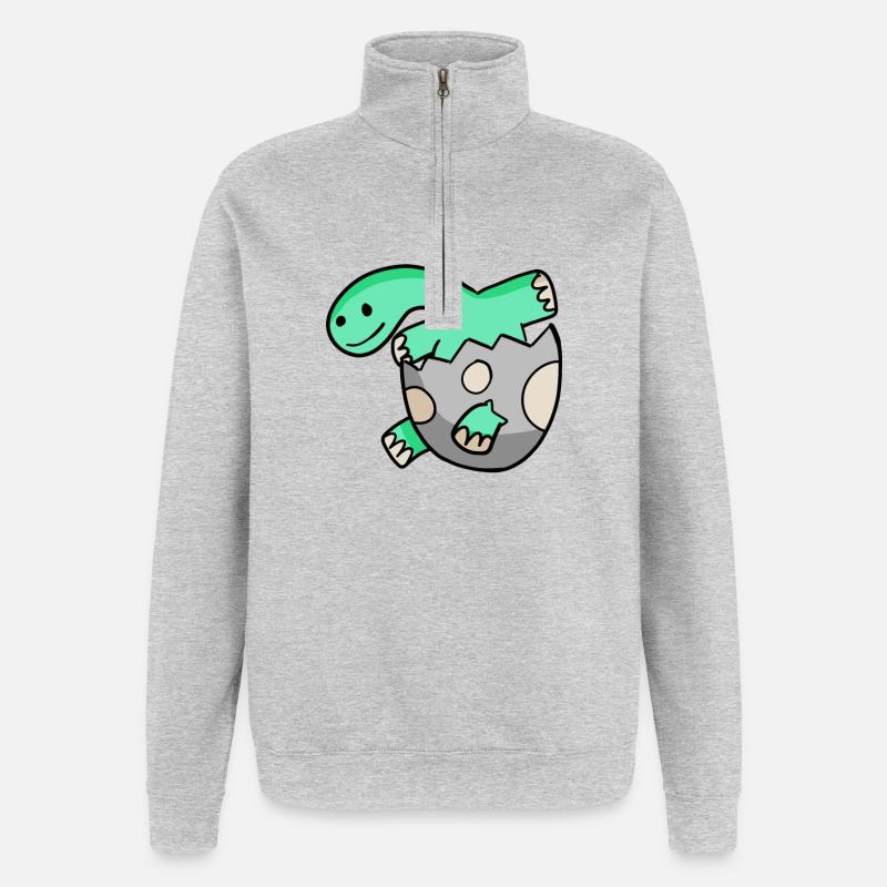 Dinosaur Egg Dino Motif - Quarter-Zip Sweatshirt - heather grey
