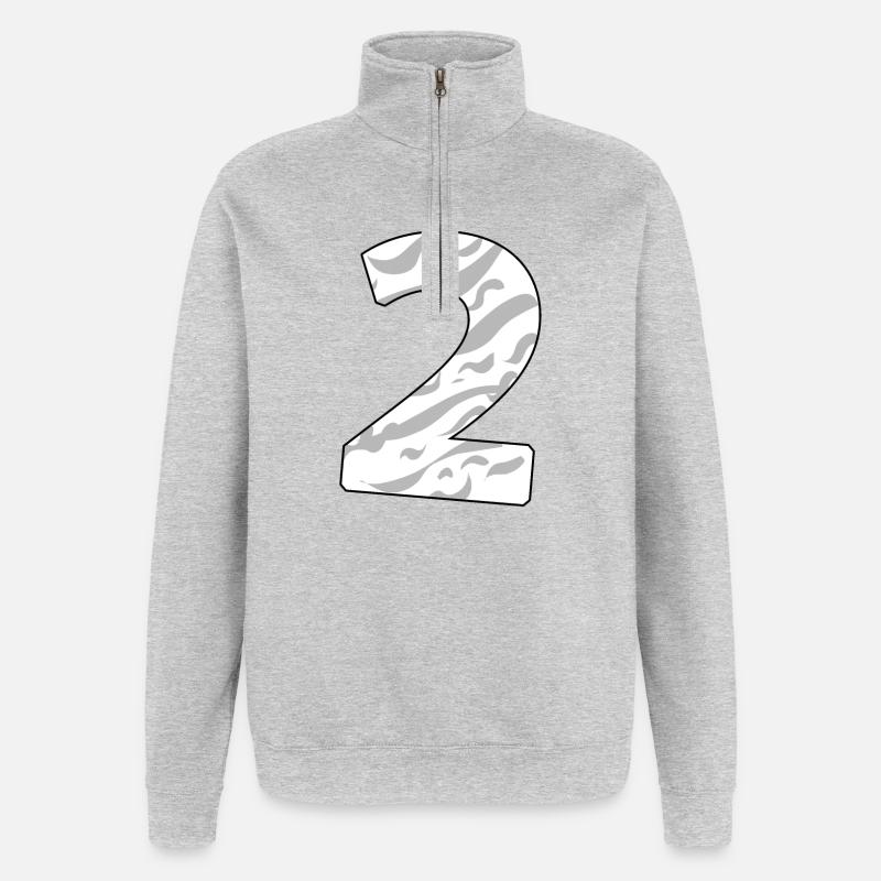 2 - Sweat à zip 1/4 - gris chiné
