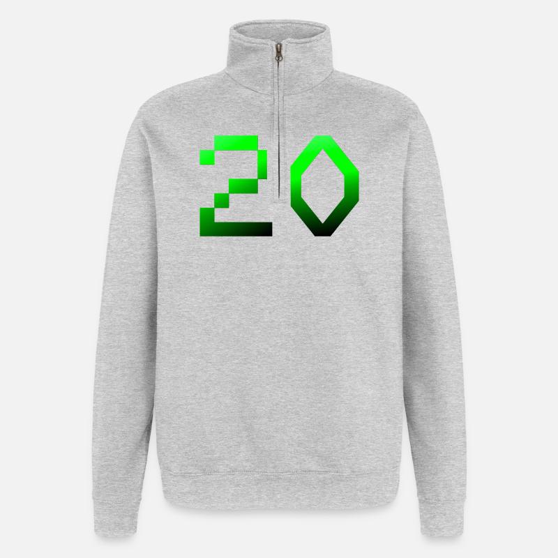 jubiläumsfeier, 20 Pixelig - Quarter-Zip-Sweatshirt - Grau meliert