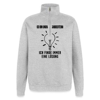 Bauwerksabdichterin - Quarter-Zip-Sweatshirt - Grau meliert - Vorne - AI Model Female 172 light (172cm) & AI Model Male 178 dark (178cm)