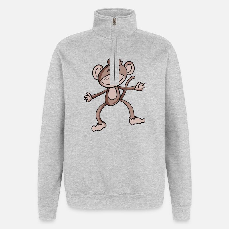 Singe mignon - Sweat à zip 1/4 - gris chiné