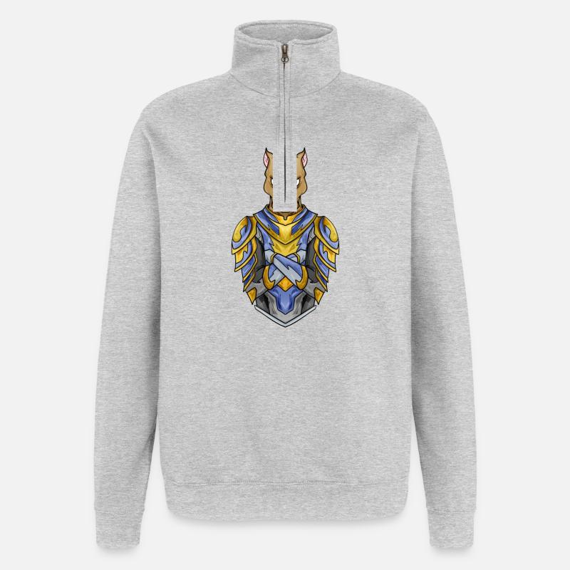 Chien chevalier en armure médiévale - Sweat à zip 1/4 - gris chiné