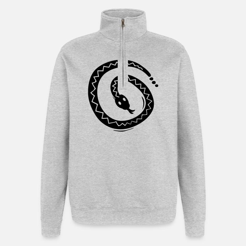 Schlange Symbol - Quarter-Zip-Sweatshirt - Grau meliert