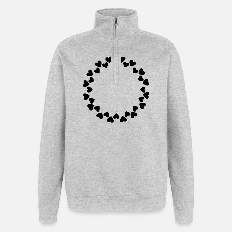 Hearts circle large small double circle - Quarter-Zip Sweatshirt - heather grey
