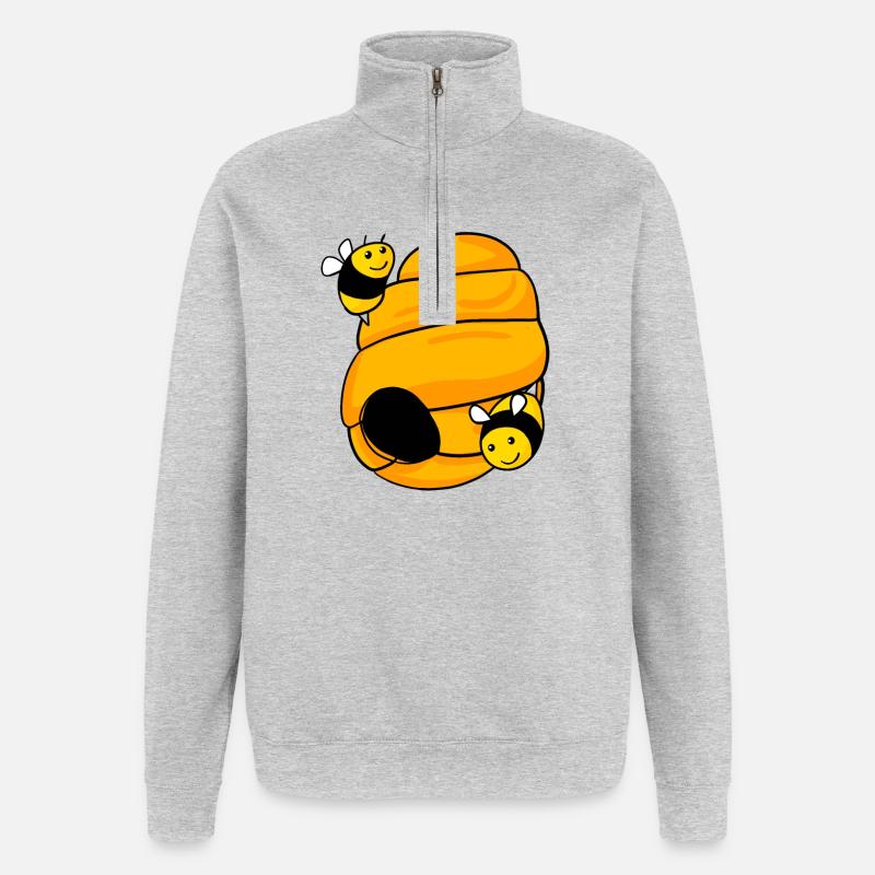 Bee nest with cute bees - Quarter-Zip Sweatshirt - heather grey