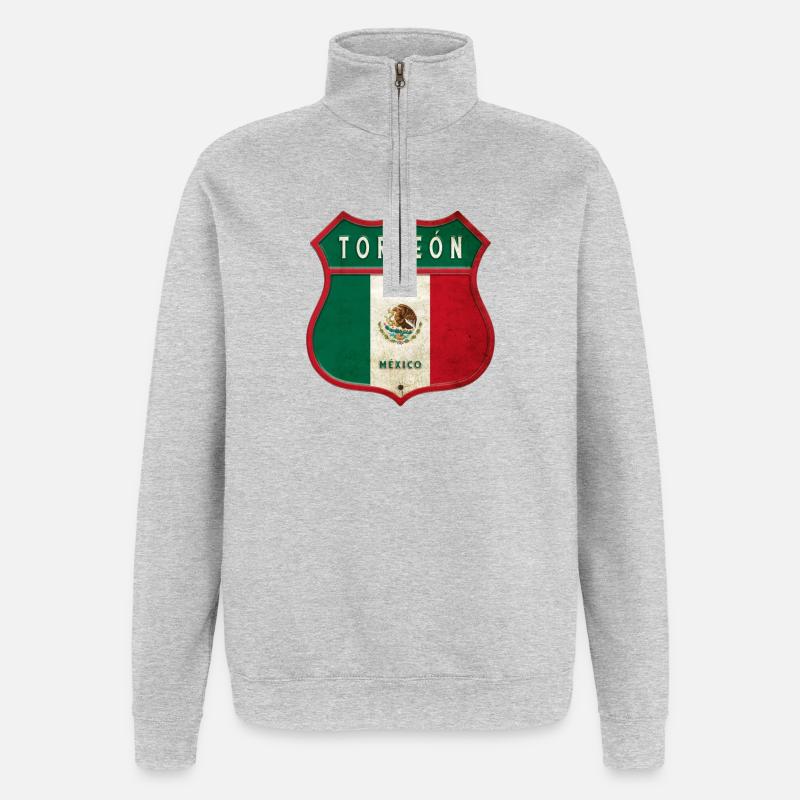 Torreón Mexiko Wappen Design - Quarter-Zip-Sweatshirt - Grau meliert