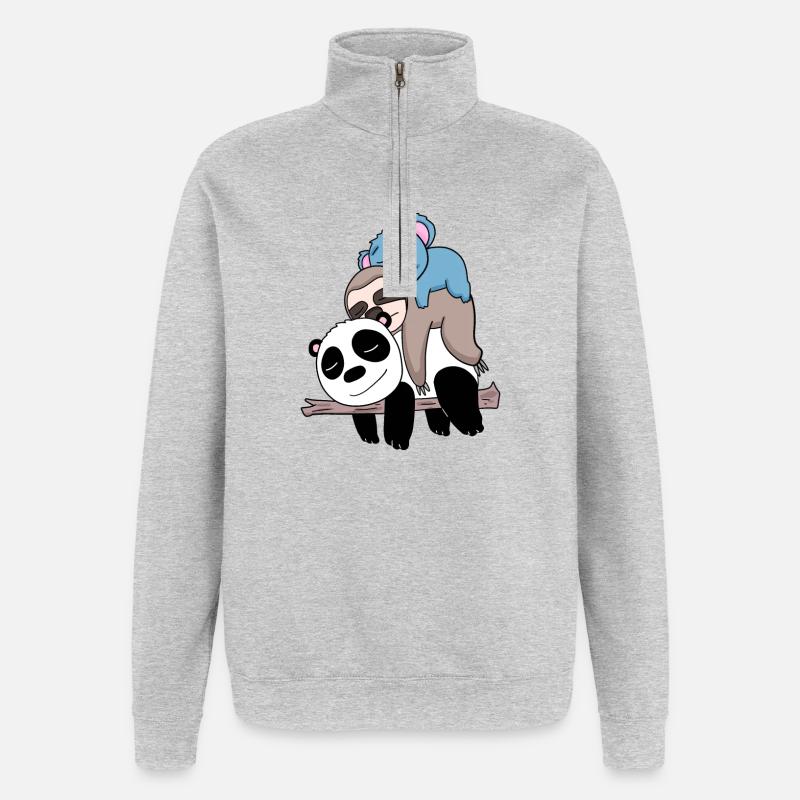 Panda sloth and koala - Quarter-Zip Sweatshirt - heather grey