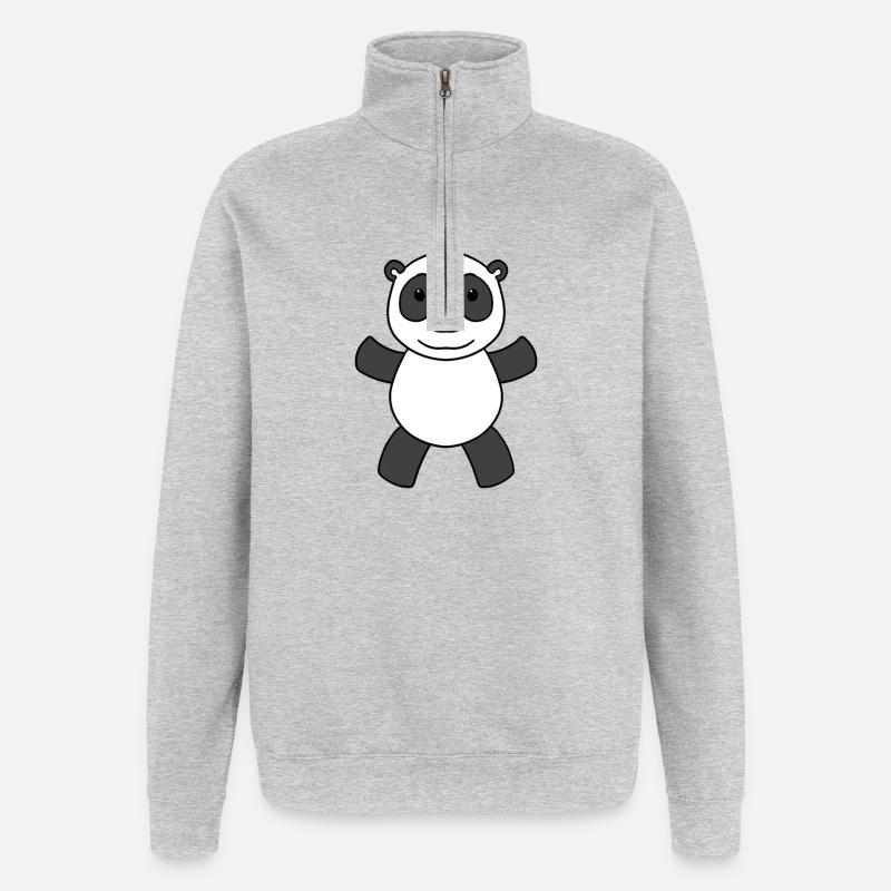 Panda Bear Cute - Quarter-Zip Sweatshirt - heather grey