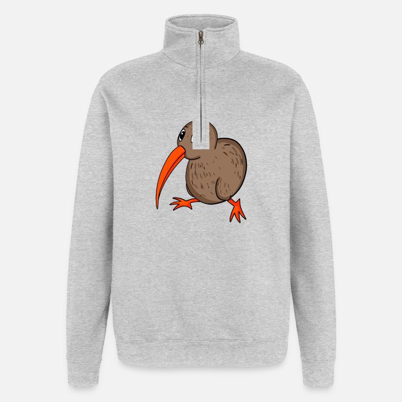 Kiwi Kiwis Oiseau Cadeau - Sweat à zip 1/4 - gris chiné