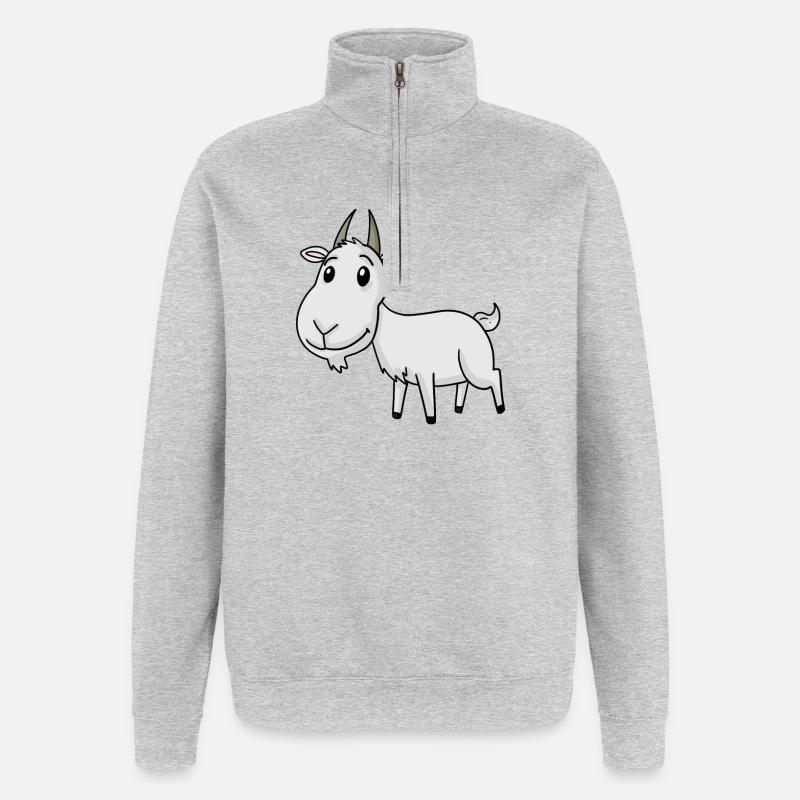 Ziege Niedlich - Quarter-Zip-Sweatshirt - Grau meliert