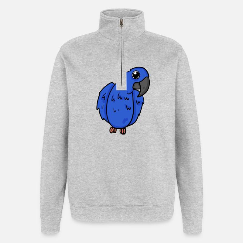 Oiseau perroquet d’ara jacinthe - Sweat à zip 1/4 - gris chiné