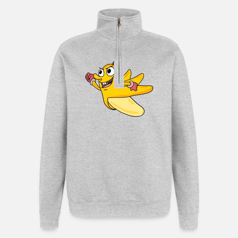 Banane - Quarter-Zip-Sweatshirt - Grau meliert