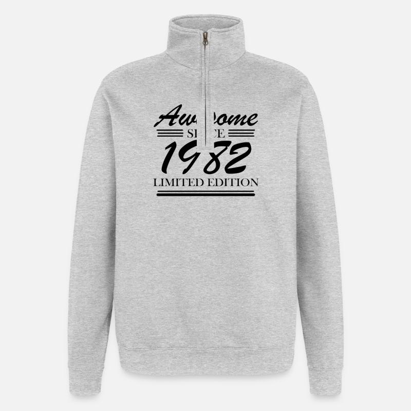 1982 - Né en 1982 - Sweat à zip 1/4 - gris chiné