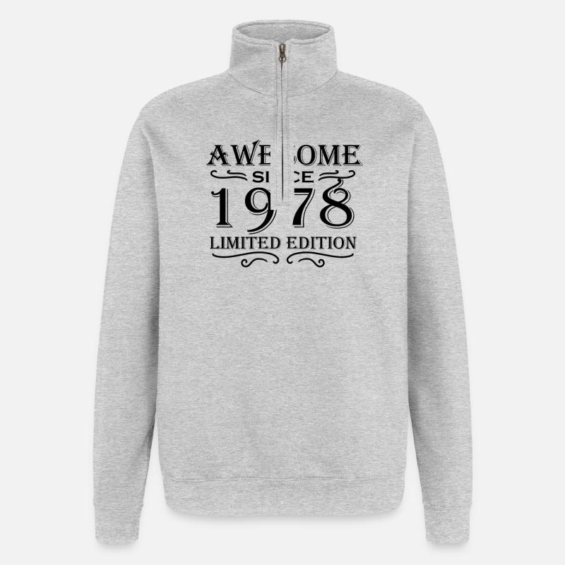 1978 - Born 1978 - Quarter-Zip Sweatshirt - heather grey