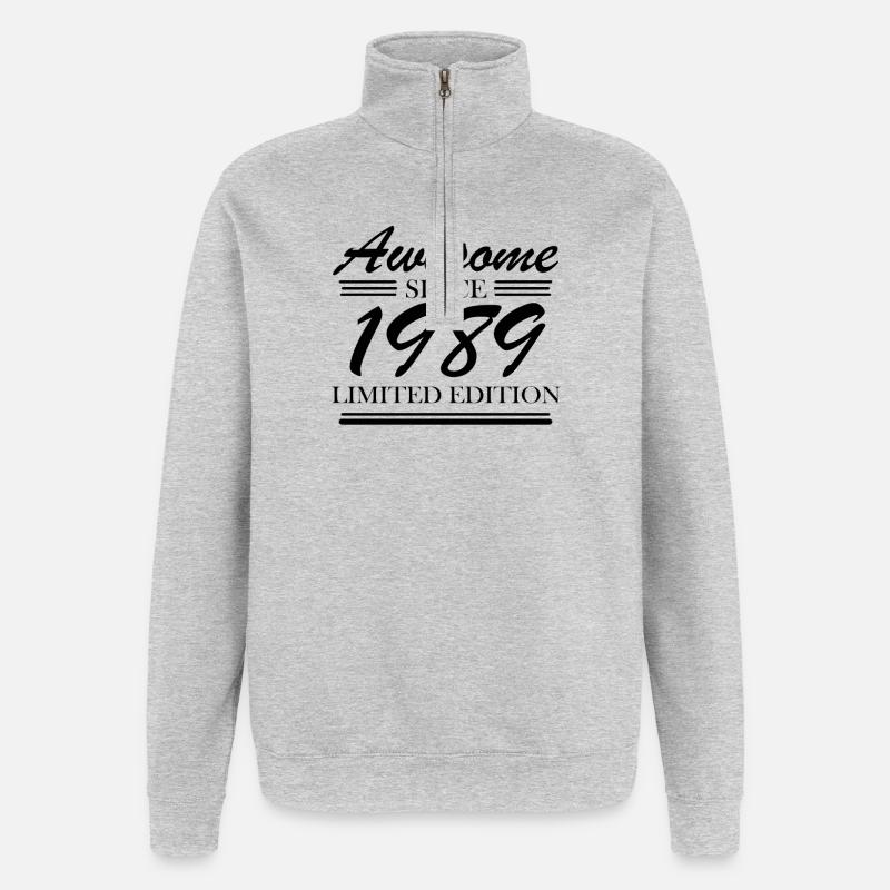 1989 - Born 1989 - Quarter-Zip Sweatshirt - heather grey