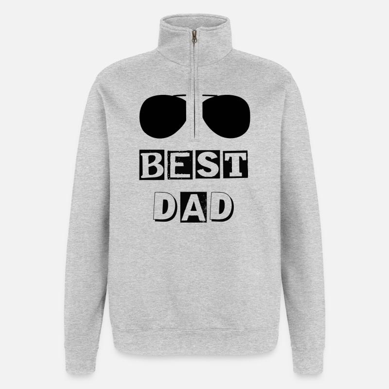 Typografie beste DAD-Lünette - Quarter-Zip-Sweatshirt - Grau meliert