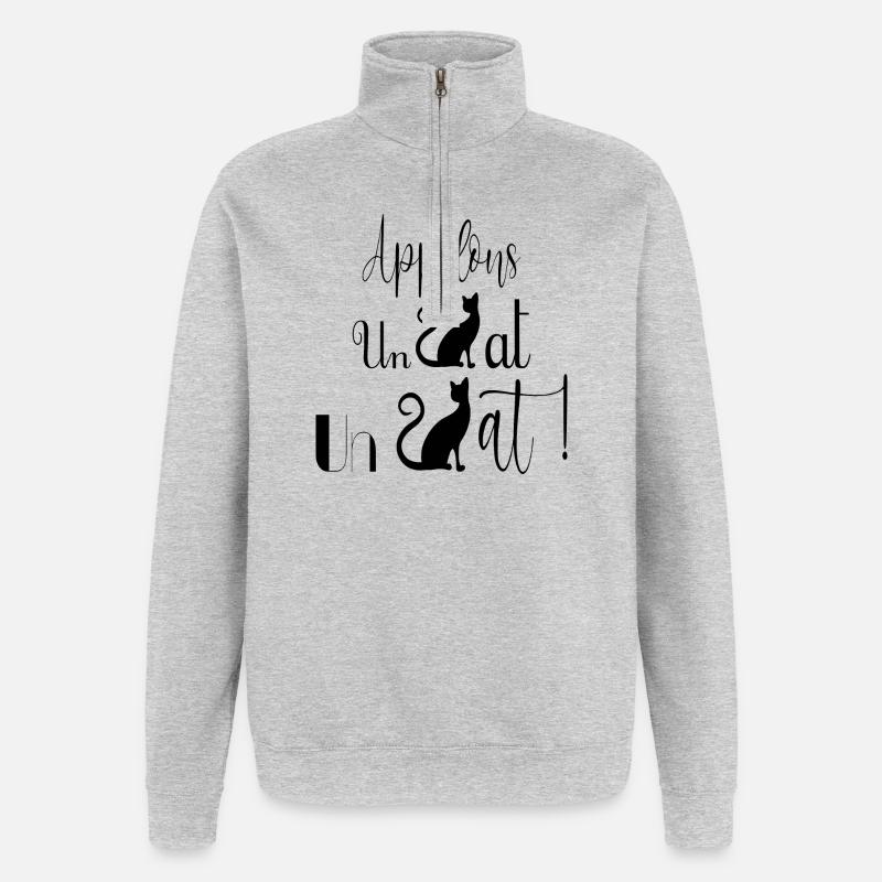 cat - Quarter-Zip Sweatshirt - heather grey