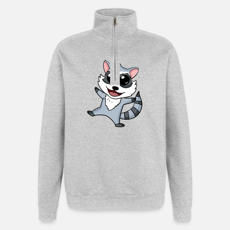 Waschbär - Quarter-Zip-Sweatshirt - Grau meliert