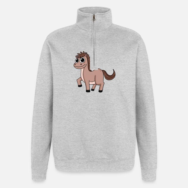 Pferd Pferde Hauspferd - Quarter-Zip-Sweatshirt - Grau meliert