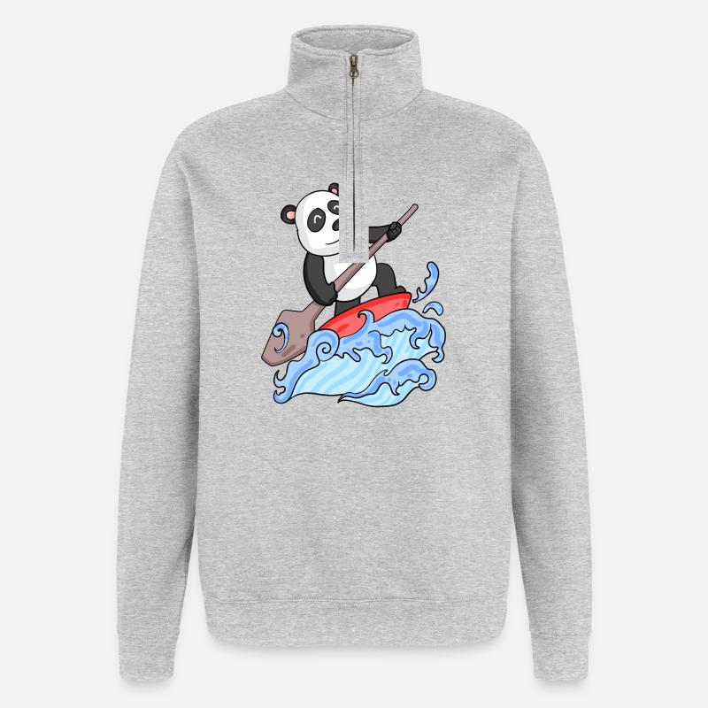 Stand Up Paddle Panda - Sweat à zip 1/4 - gris chiné