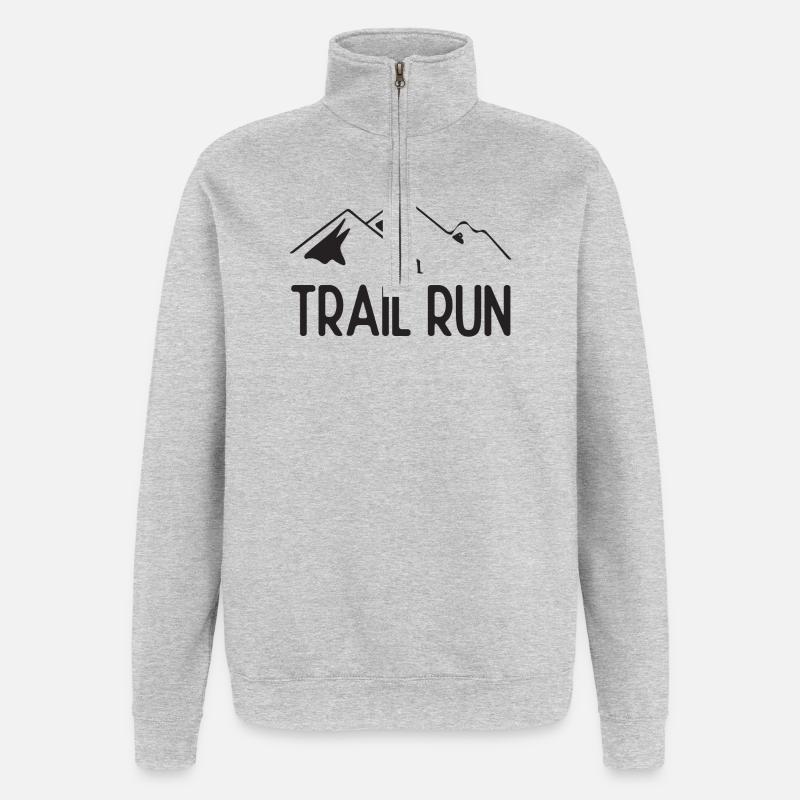 Course de sentier - Sweat à zip 1/4 - gris chiné