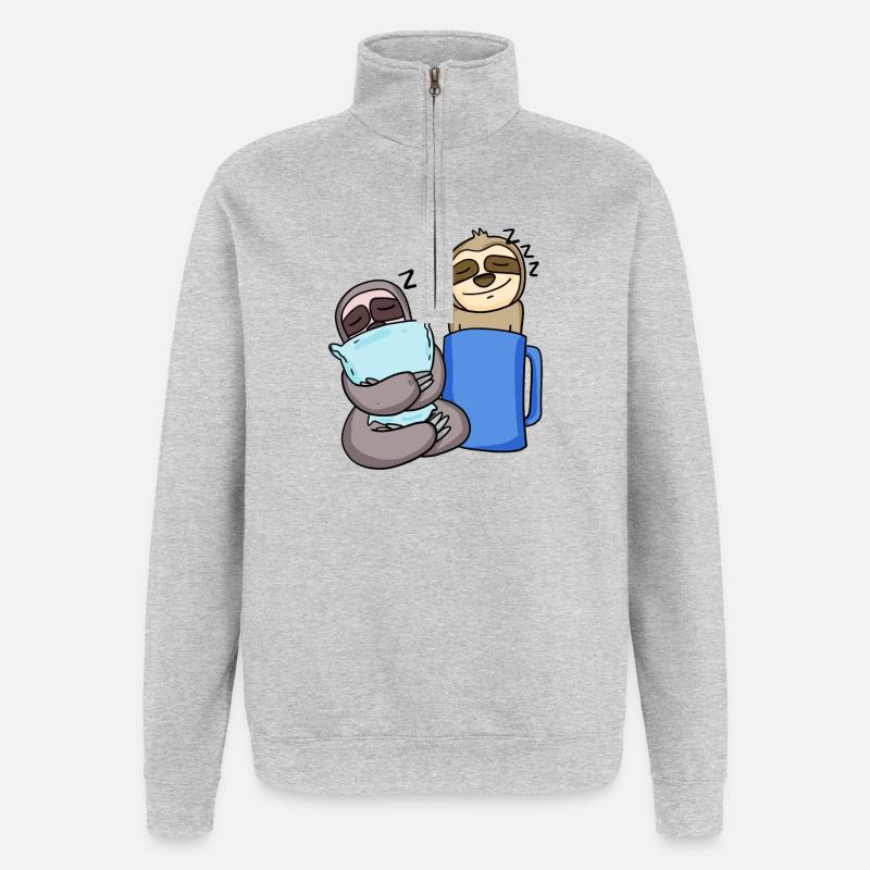Sloth Sloths Sleeping Coffee - Quarter-Zip Sweatshirt - heather grey