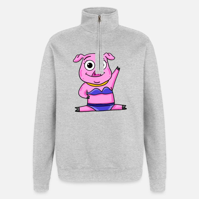 Schwein - Quarter-Zip-Sweatshirt - Grau meliert