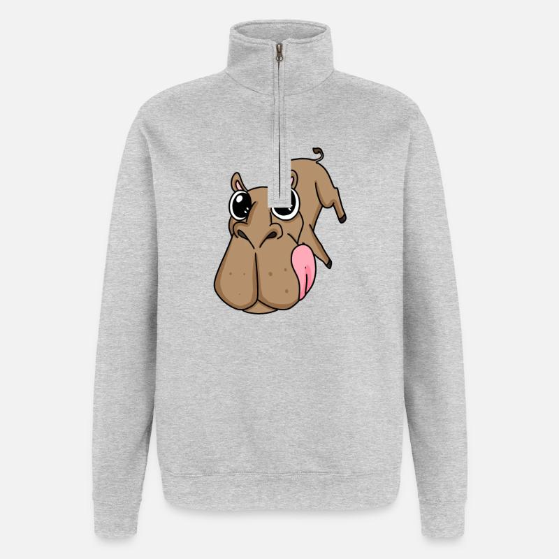Camel big face - camel head - Quarter-Zip Sweatshirt - heather grey