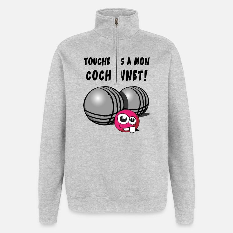 touche pas a mon cochonnet - Sweat à zip 1/4 - gris chiné