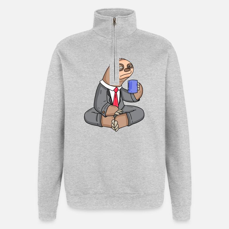 Faultier Büro Outfit - Quarter-Zip-Sweatshirt - Grau meliert