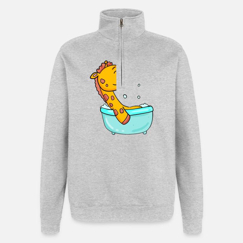 Giraffe - Quarter-Zip-Sweatshirt - Grau meliert