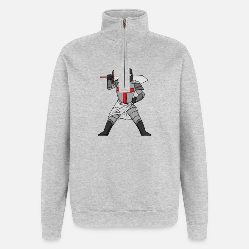 Croix de l’épée templière - Sweat à zip 1/4 - gris chiné