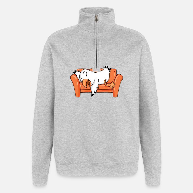 Möwe Müde Schlafen Schlaf - Quarter-Zip-Sweatshirt - Grau meliert