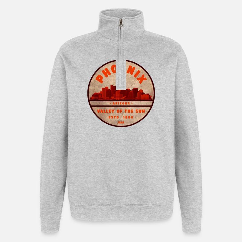 Phoenix Skyline Retro Abzeichen - Quarter-Zip-Sweatshirt - Grau meliert
