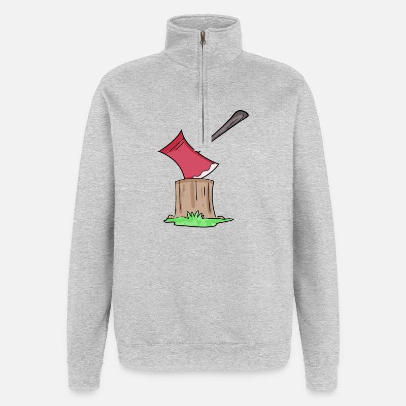 Bûcheron de hache - Sweat à zip 1/4 - gris chiné