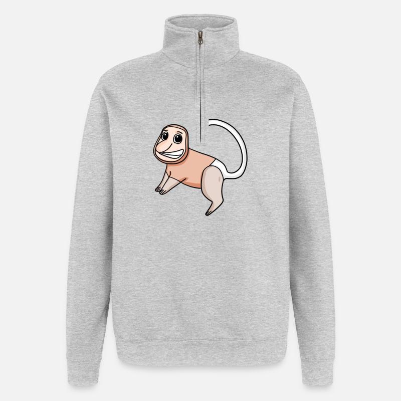 Nasenaffe Affe Affen - Quarter-Zip-Sweatshirt - Grau meliert