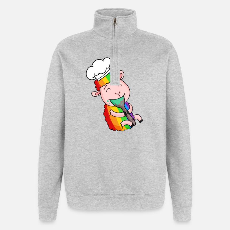 Cuisinier de mouton mignon - Sweat à zip 1/4 - gris chiné