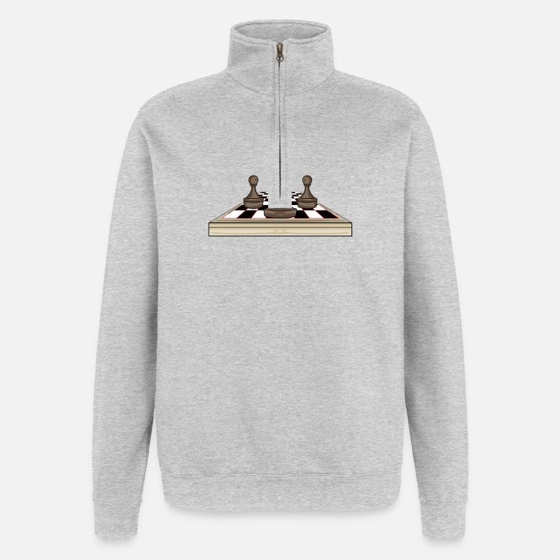 Schach Schachbrett - Quarter-Zip-Sweatshirt - Grau meliert