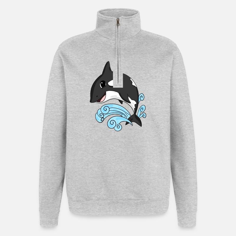 Orque - Sweat à zip 1/4 - gris chiné