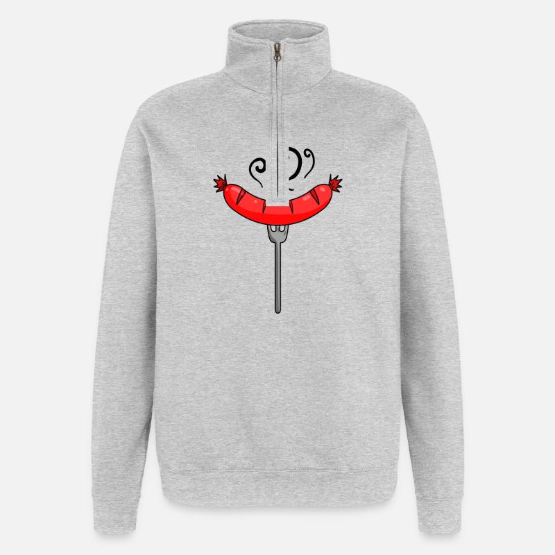 Wurst Currywurst Fleisch Bratwurst Grillwurst - Quarter-Zip-Sweatshirt - Grau meliert