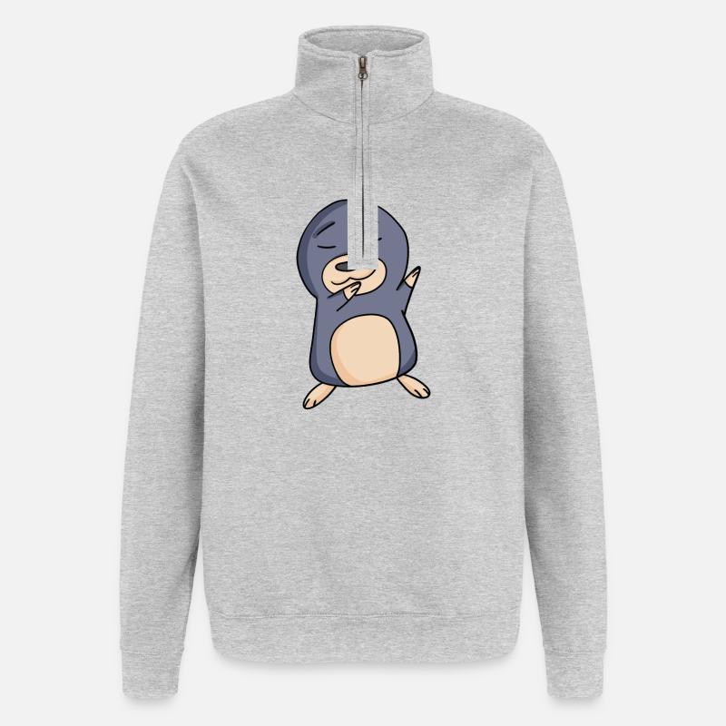 Taupe - Sweat à zip 1/4 - gris chiné