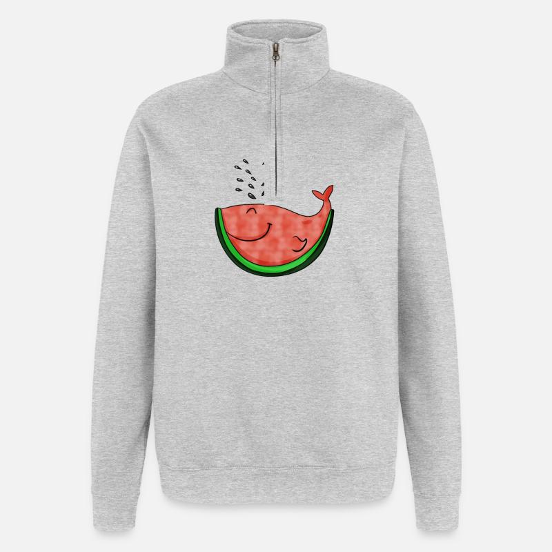 Watermelon Whale Gift - Quarter-Zip Sweatshirt - heather grey